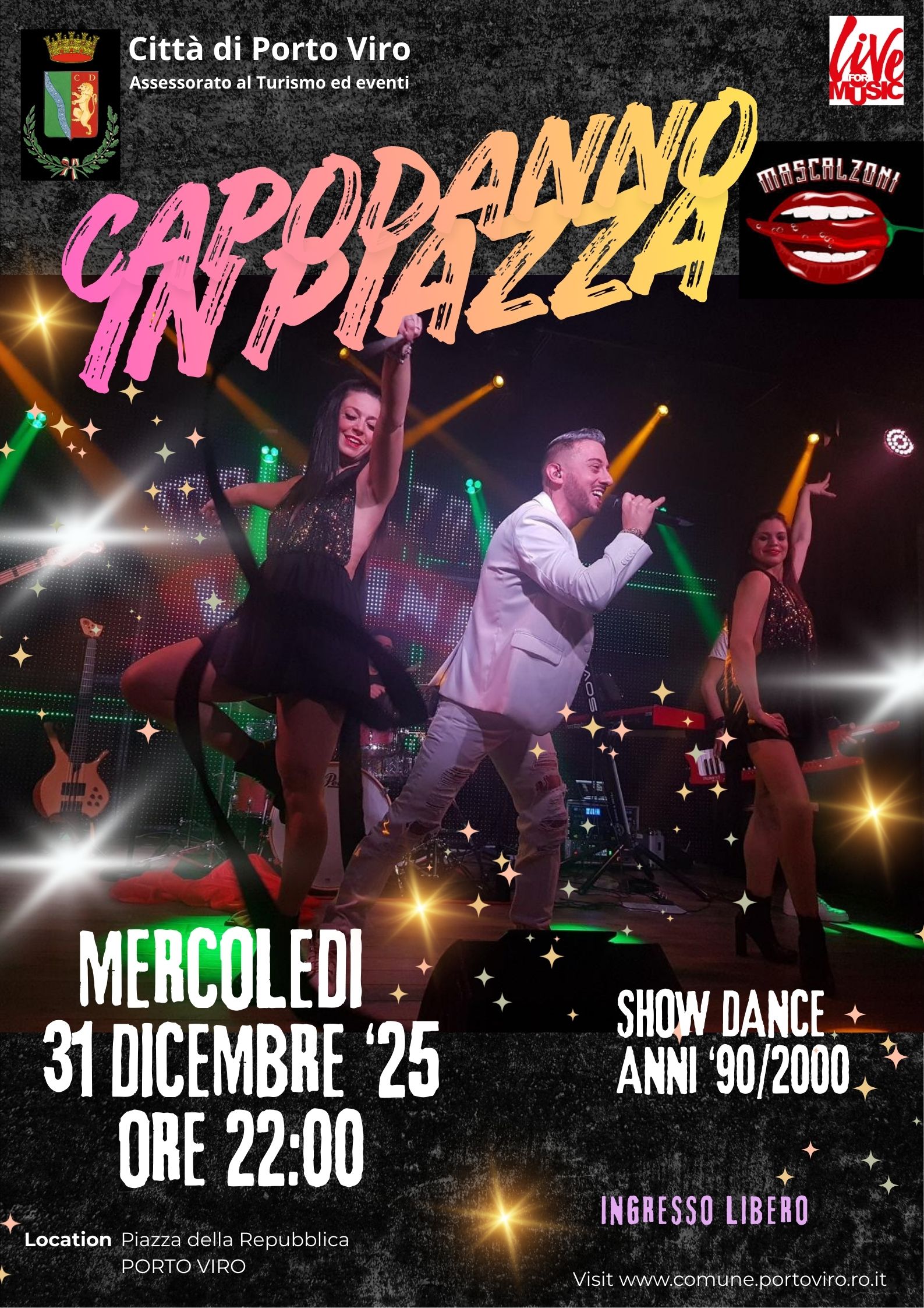 Concerto di Capodanno 2025 a Porto Viro con musicisti e ballerine, 31 dicembre ore 22:00, ingresso libero.