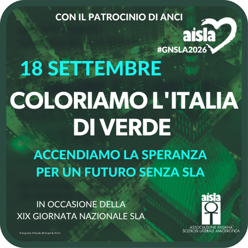 18 settembre: illuminazione verde per la XIX Giornata Nazionale SLA, supportata da AISLA e ANCI.