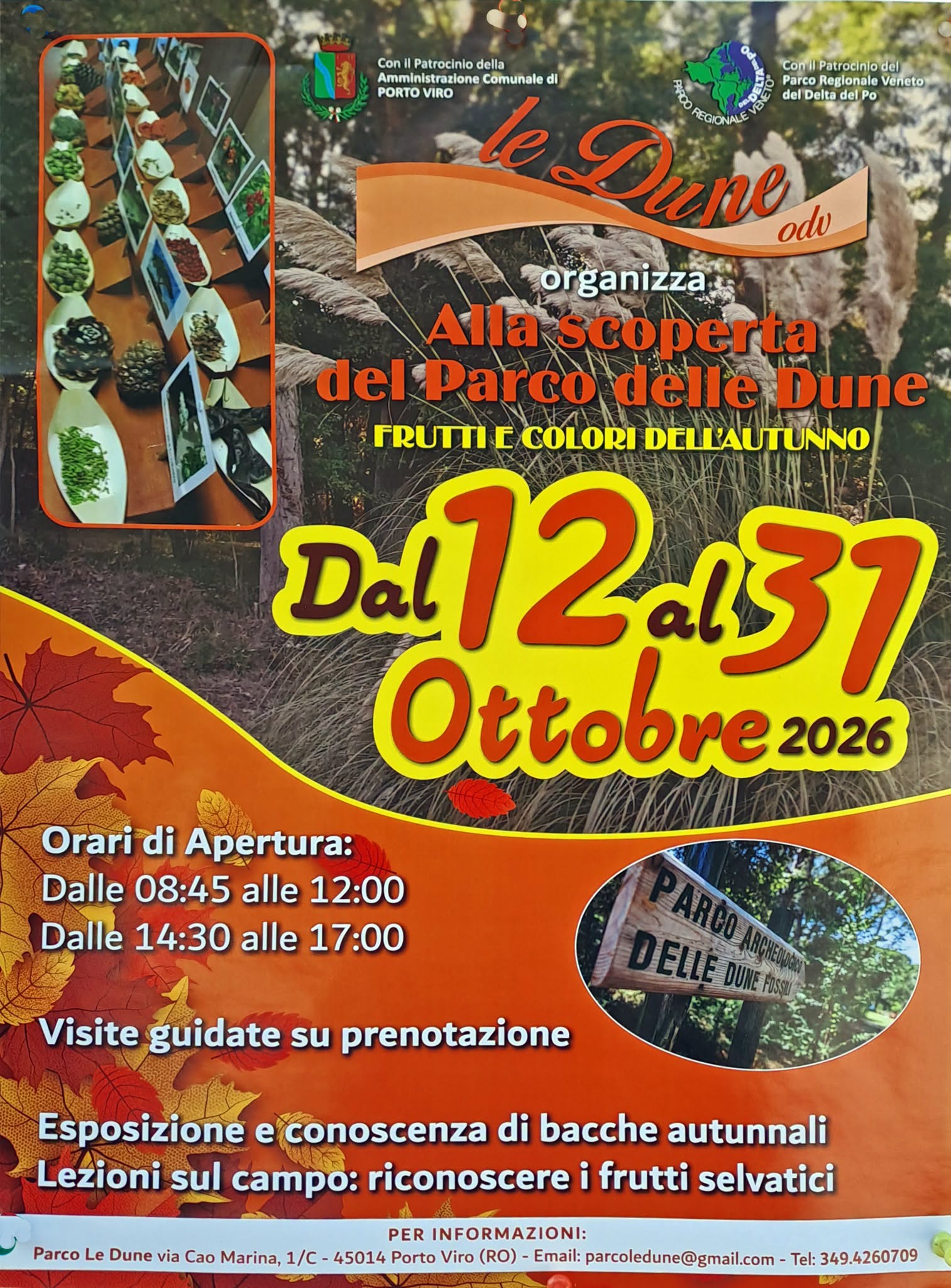 Scopri il Parco delle Dune a Porto Viro, eventi autunnali dal 12 al 31 ottobre 2026, prenotazione obbligatoria.
